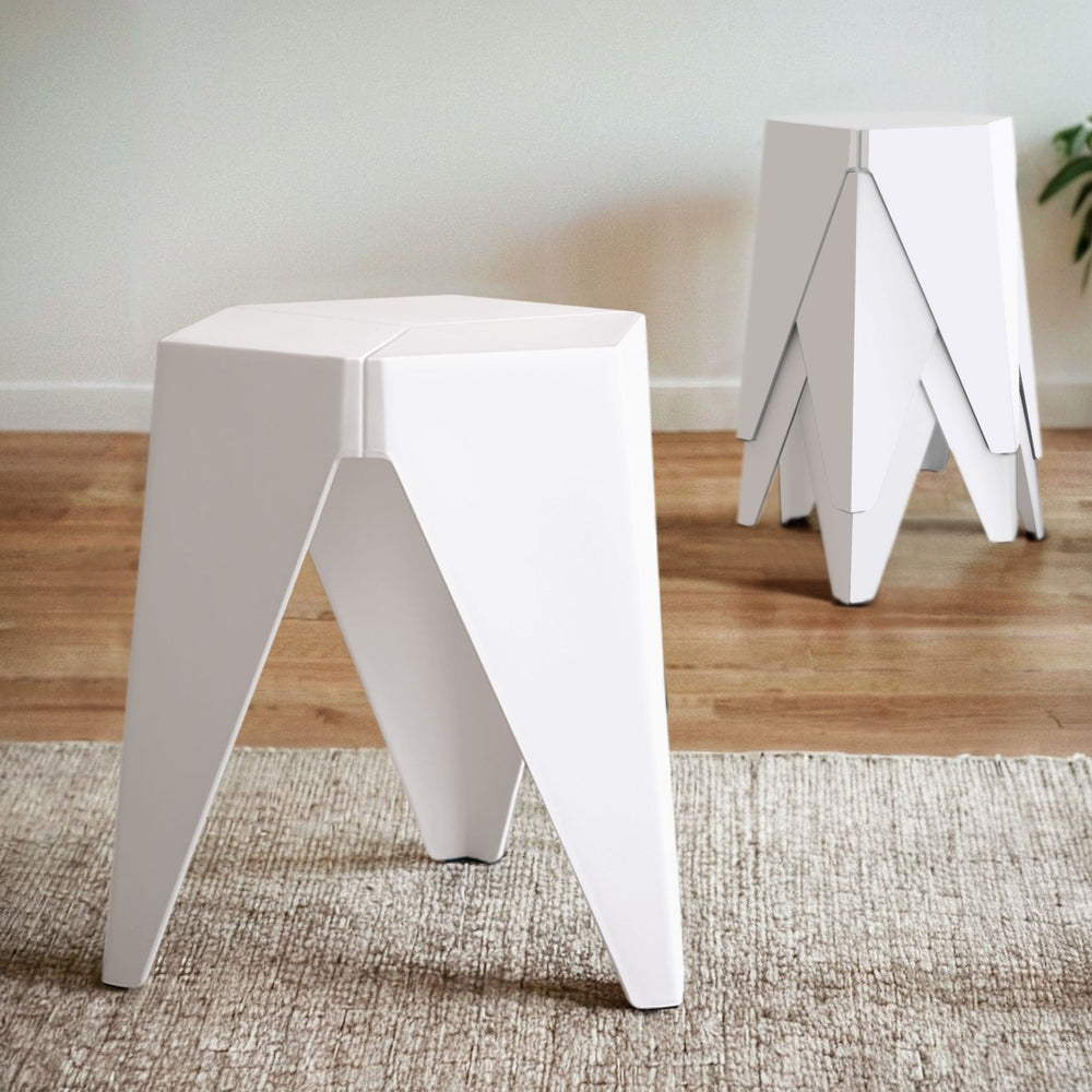 Cove 4PC Puzzle Stool Bar Stools Stackable White