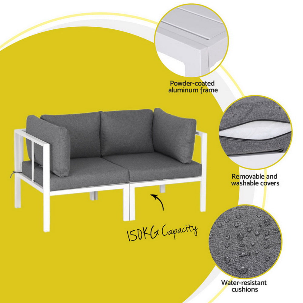 Atlas Outdoor Sofa Set – White – 6 Piece