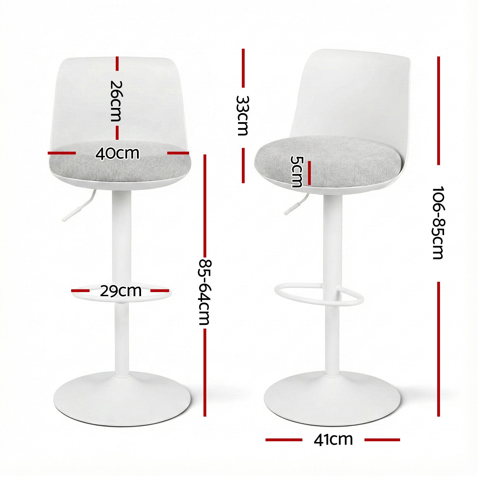 Cove Curved Bar Stools – White – Set of 2