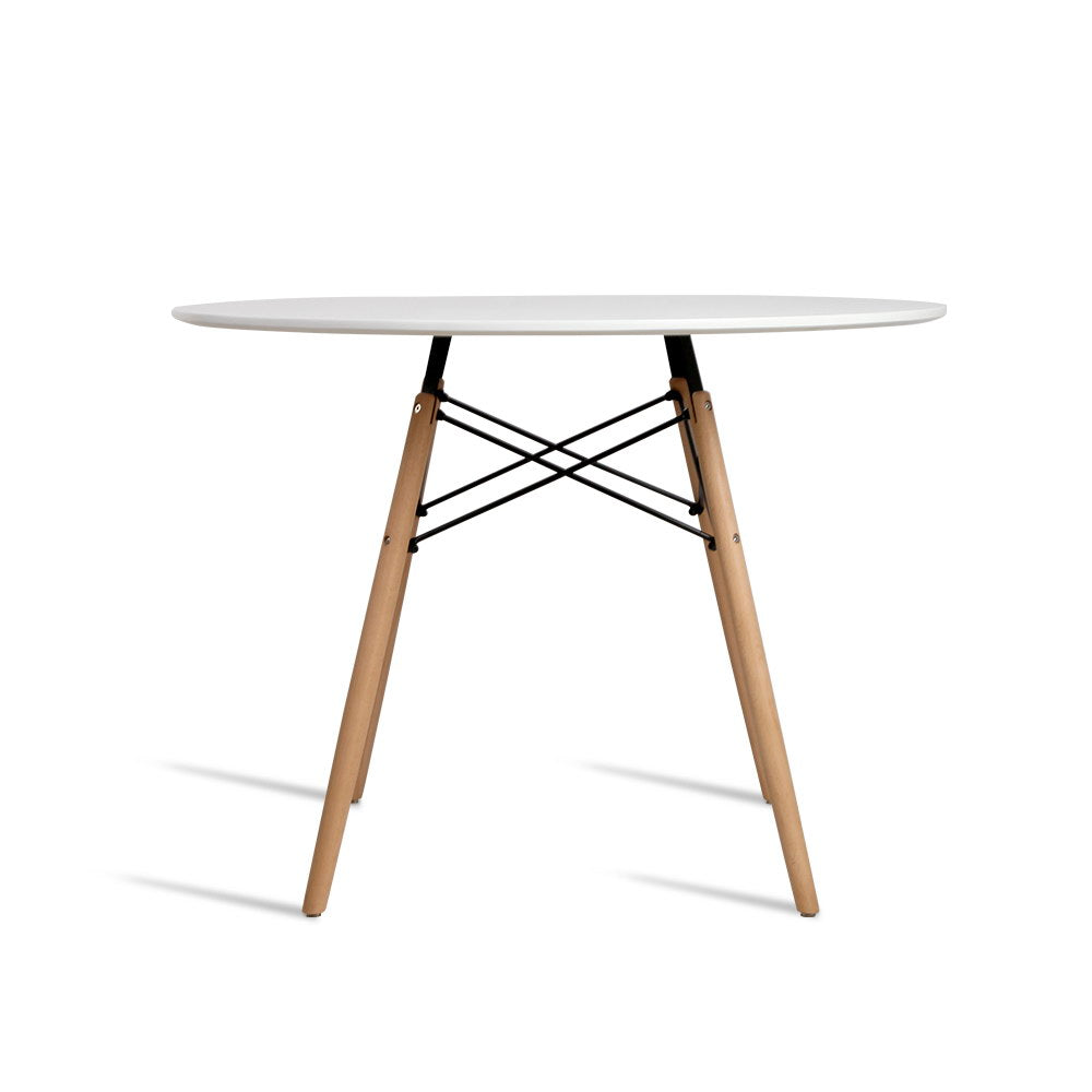 Nordic Round Dining Table – White – 100 cm