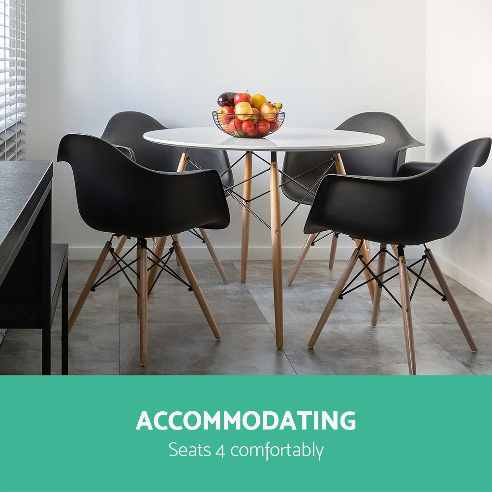 Nordic Round Dining Table – White – 100 cm