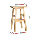 4 x Wooden Kitchen Bar Stools – Natural Look