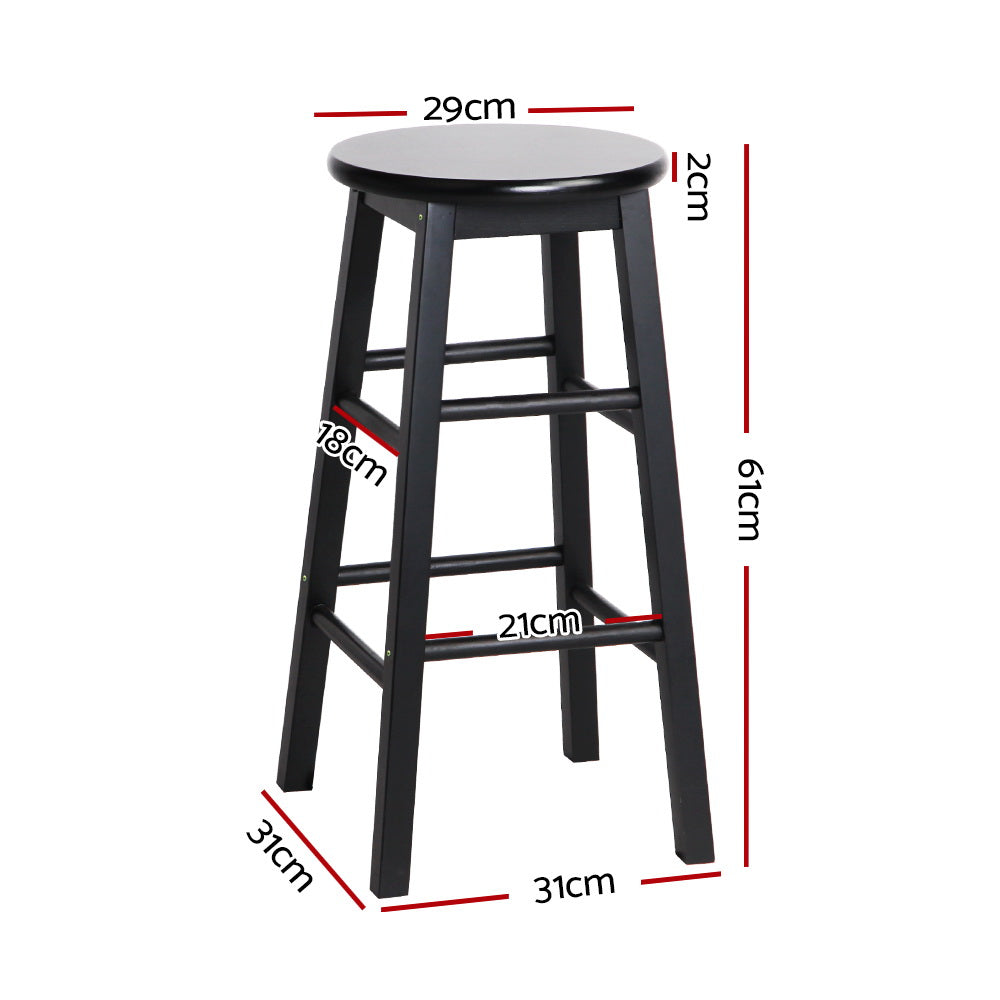 Nara Wooden Bar Stools – Black – Set of 2