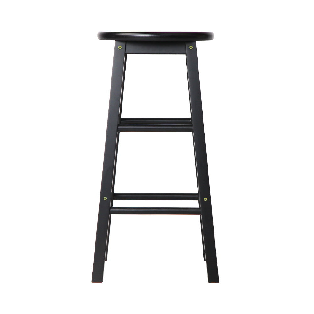 Nara Wooden Bar Stools – Black – Set of 2