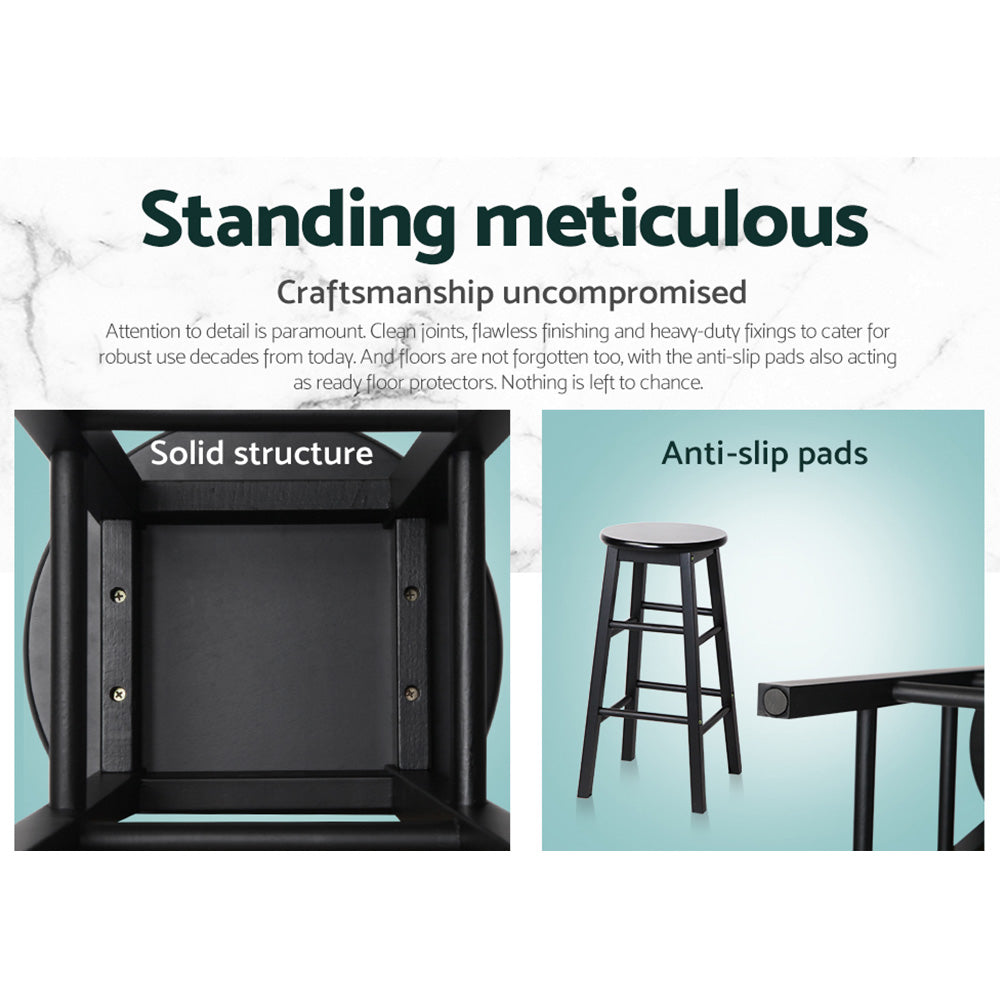 Nara Wooden Bar Stools – Black – Set of 2