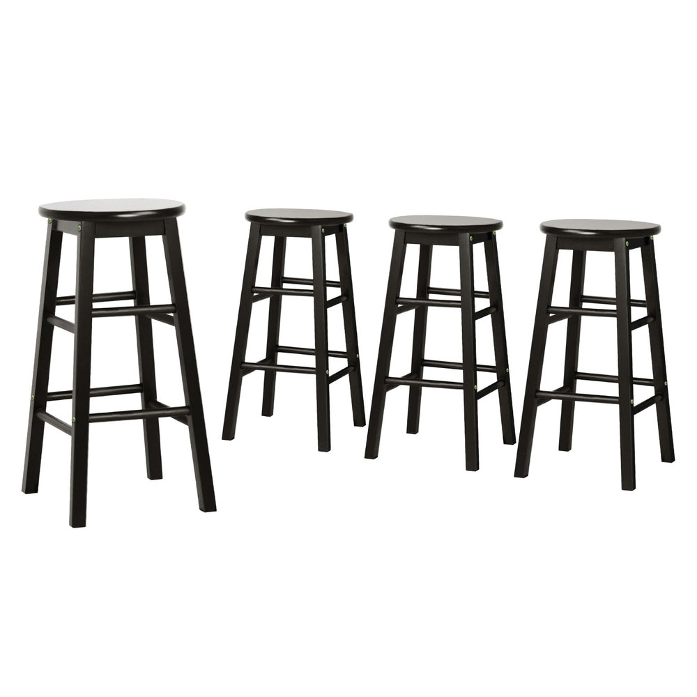 Blackwood Round Wooden Bar Stools – Black – Set of 4