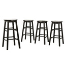 4 x Round Wooden Bar Stools – Black Finish