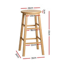 4 x Round Wooden Bar Stools – Natural Finish