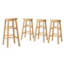 4 x Round Wooden Bar Stools – Natural Finish