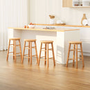 4 x Round Wooden Bar Stools – Natural Finish
