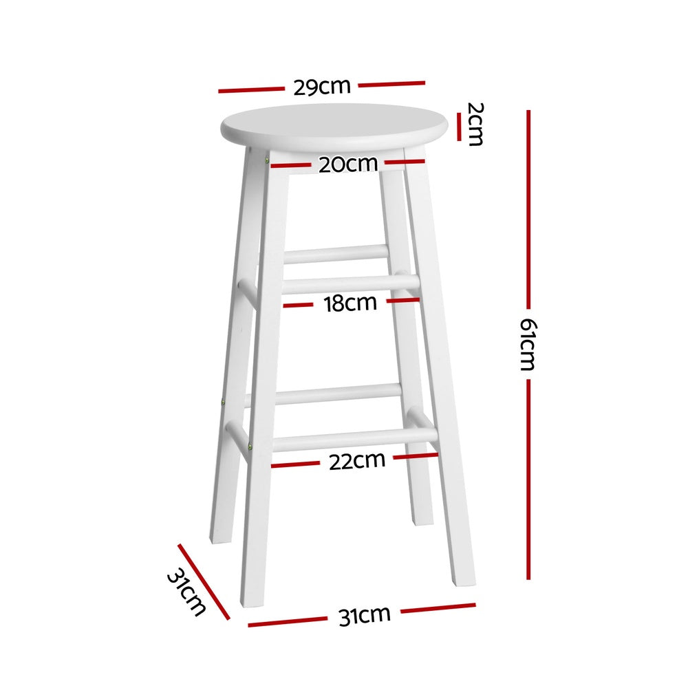 Alston Round Wooden Bar Stools – White – Set of 4