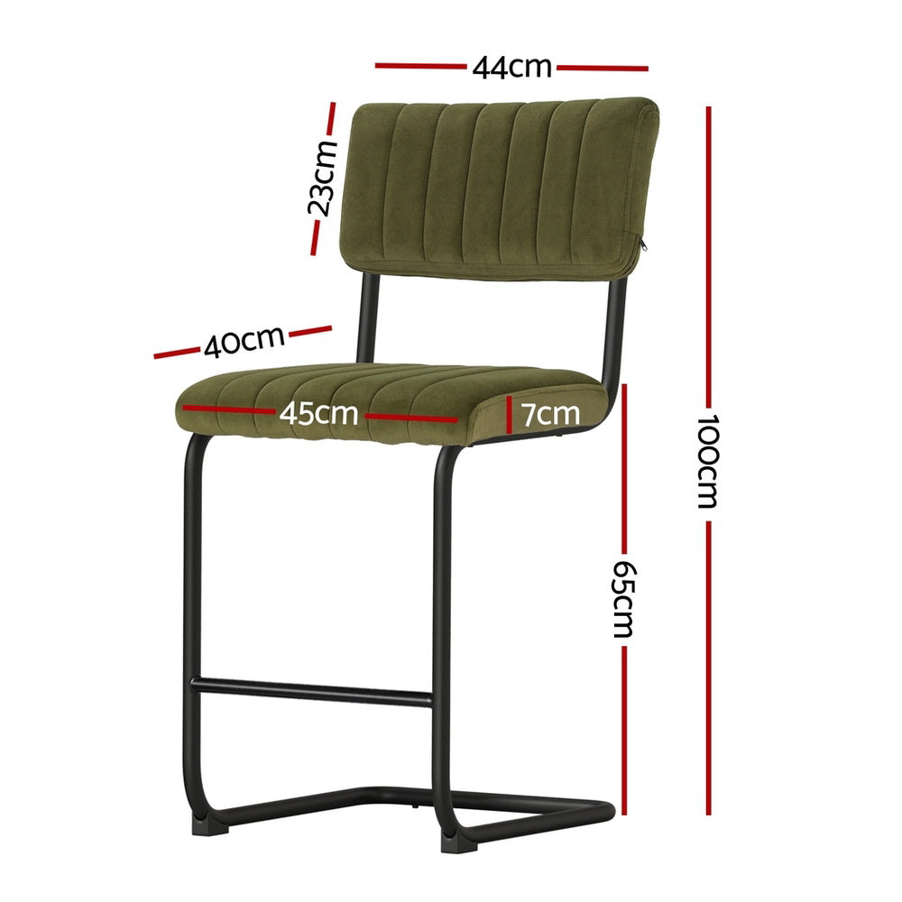 Orion Velvet Bar Stools – Green – Set of 4