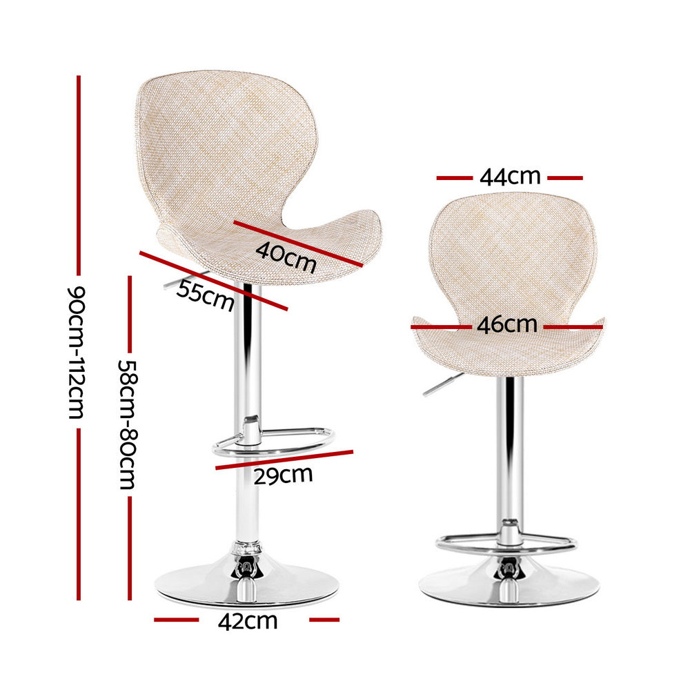 Arlo Swivel Gas Lift Bar Stools with Wing Design – Beige – Set of 2