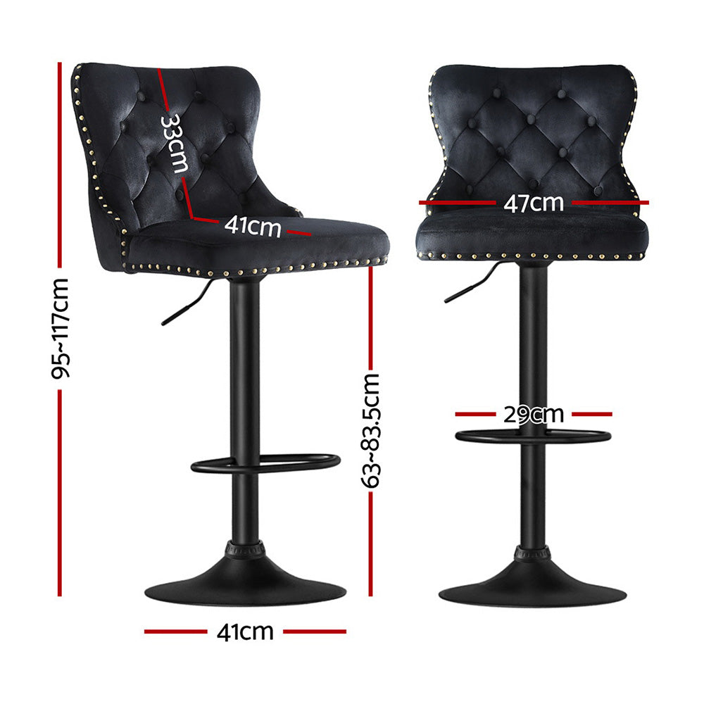 Haven Velvet Bar Stool – Black – Single