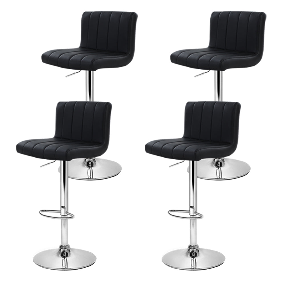 Alderon Leather Gas Lift Bar Stools – Black – Set of 4