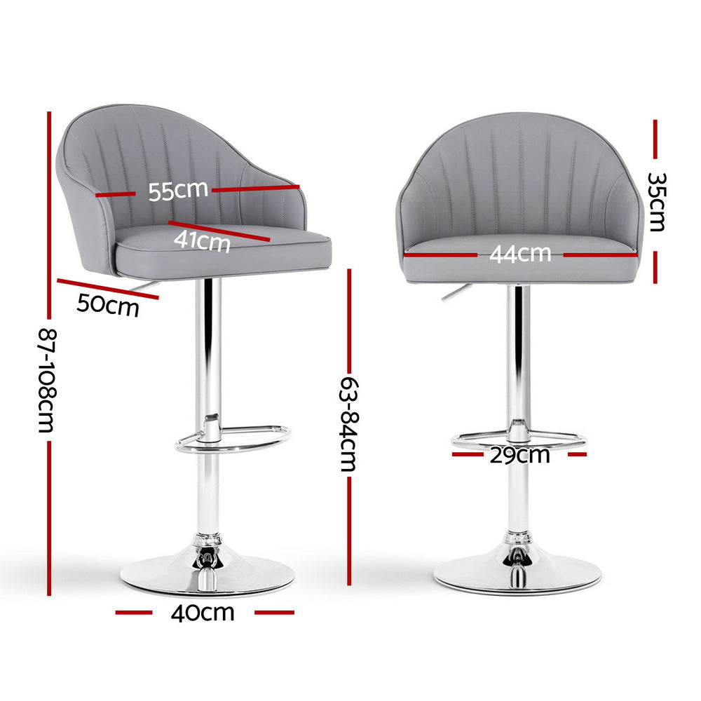 Atlas Swivel Gas Lift Bar Stools with Shell Design – Grey – Set of 2