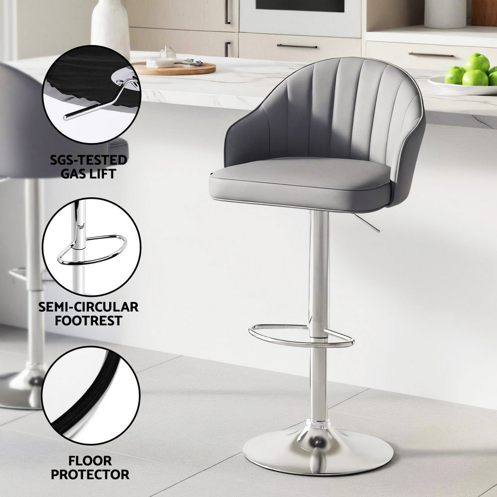 Rowan Swivel Gas Lift Counter Stools – Grey – Set of 4