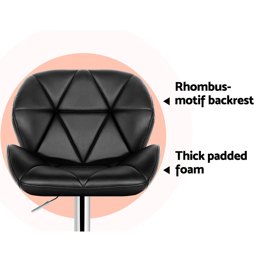 Meridian Leather Gas Lift Bar Stools – Black – Set of 2