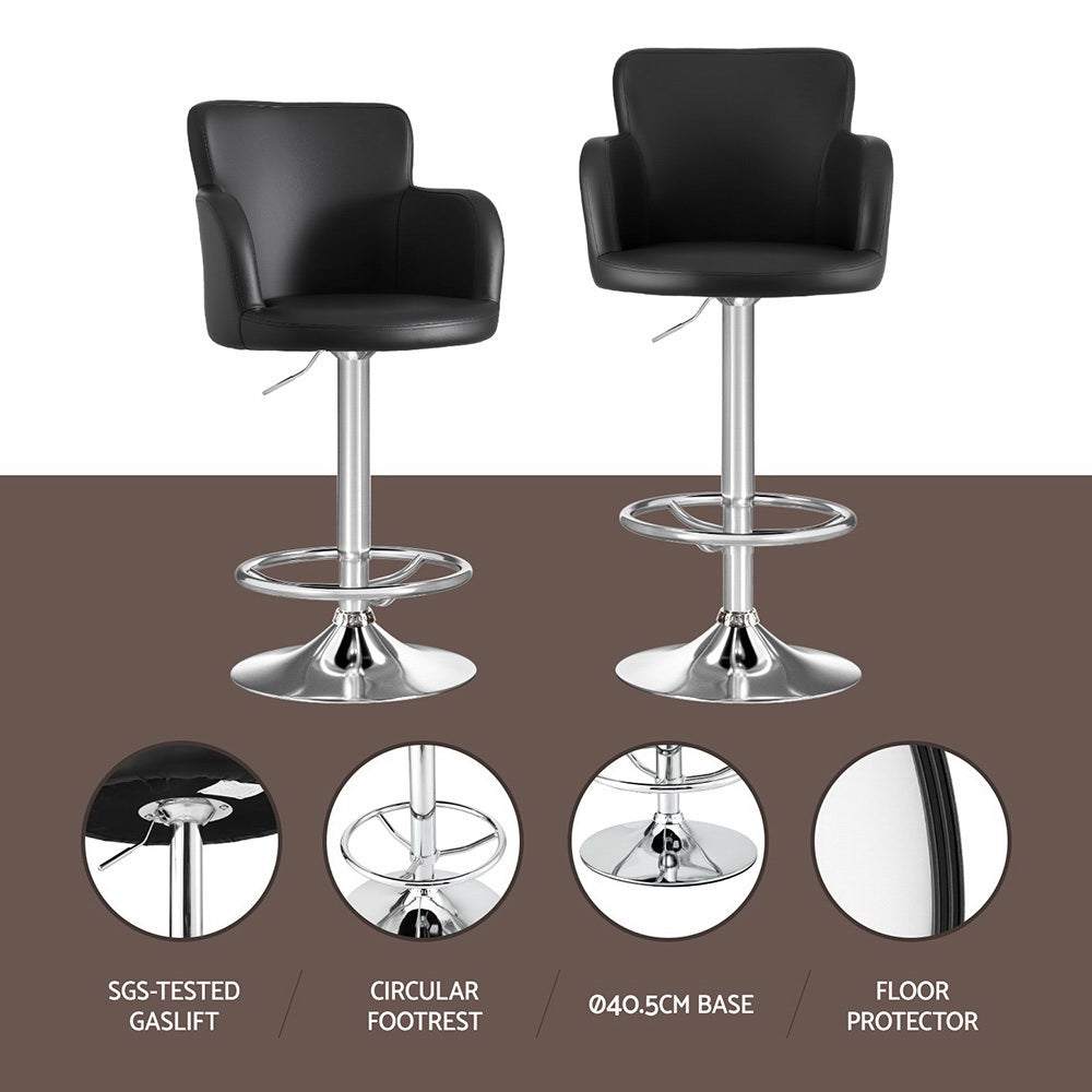 Nova Leather Gas Lift Bar Stool – Black – Single
