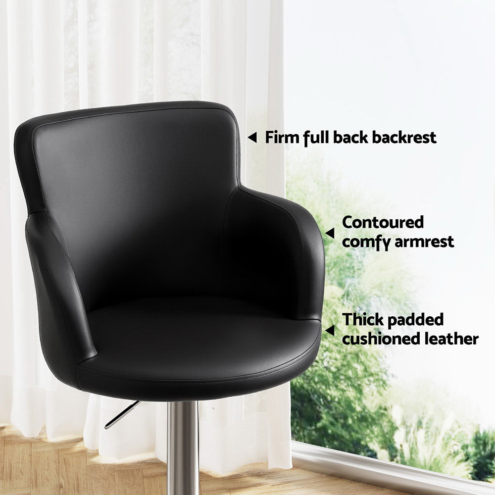 Nova Leather Gas Lift Bar Stool – Black – Single