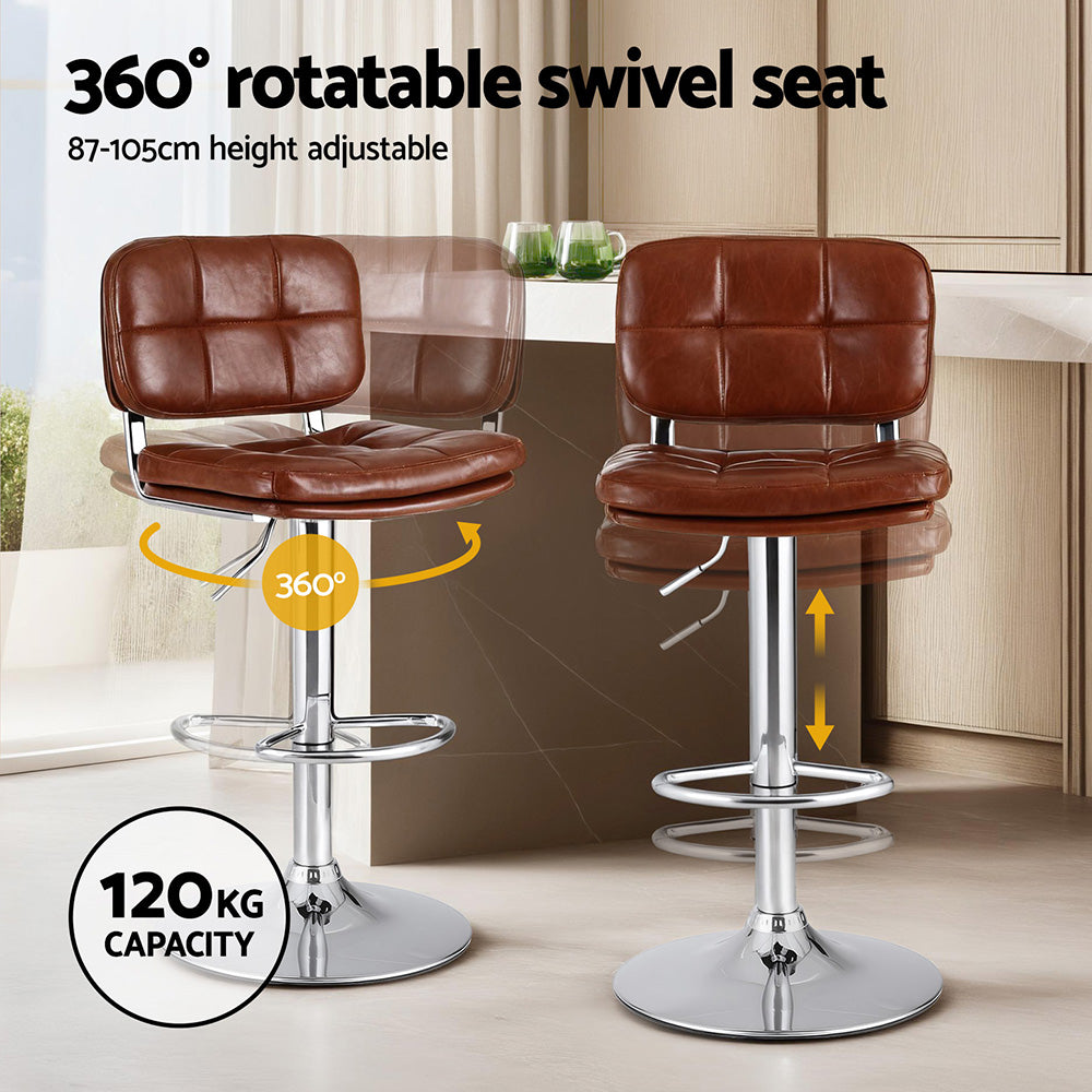 Rowan Tufted Bar Stools – Brown – Set of 2