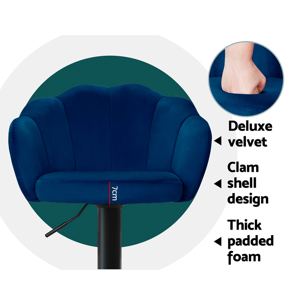 Marina Velvet Gas Lift Chairs – Blue – Set of 2