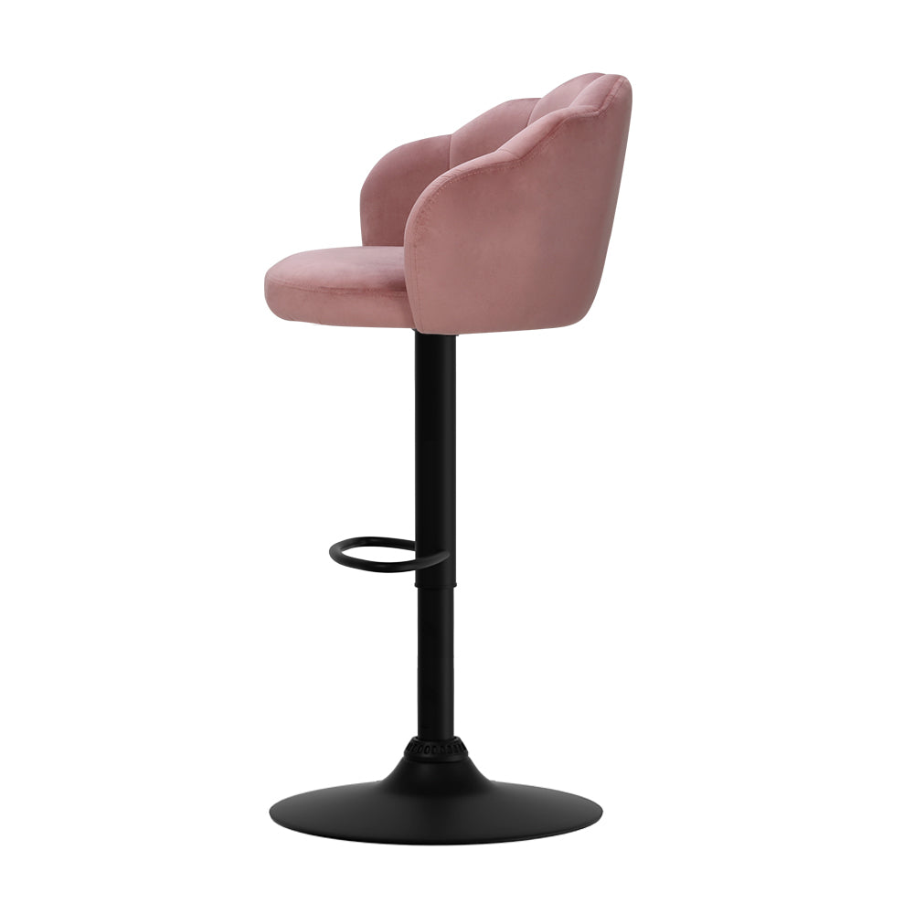 Nessah Gas Lift Velvet Bar Stools – Pink – Set of 2