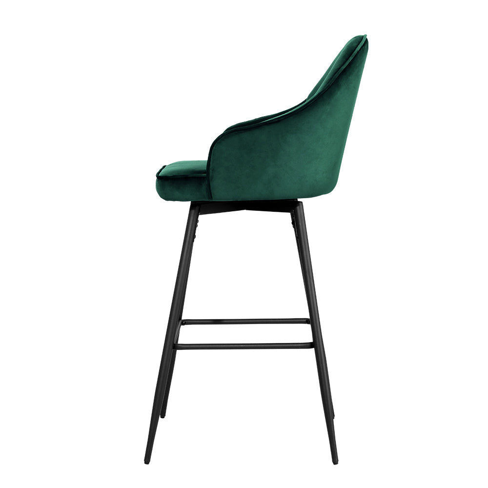 Atlas Velvet Swivel Bar Stools – Green – Set of 2