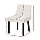 4 x Corduroy Dining Chairs – Beige, Wooden Legs