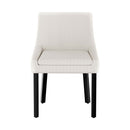 4 x Corduroy Dining Chairs – Beige, Wooden Legs
