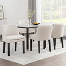 4 x Corduroy Dining Chairs – Beige, Wooden Legs