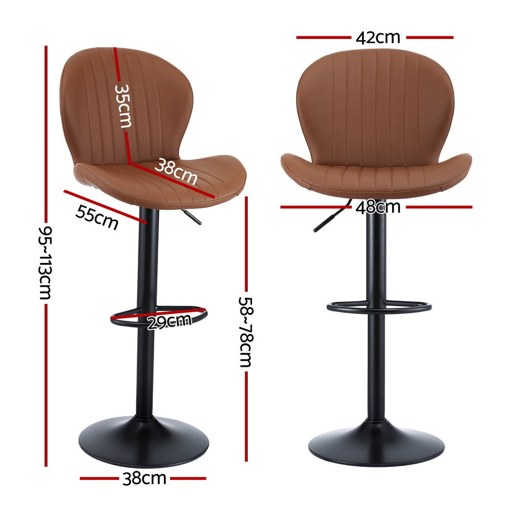 Nova Swivel Gas Lift Bar Stools with Shell Design – Brown – Set of 2