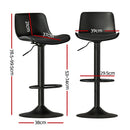 2 x Gas Lift Bar Stools – Padded Seat, Black