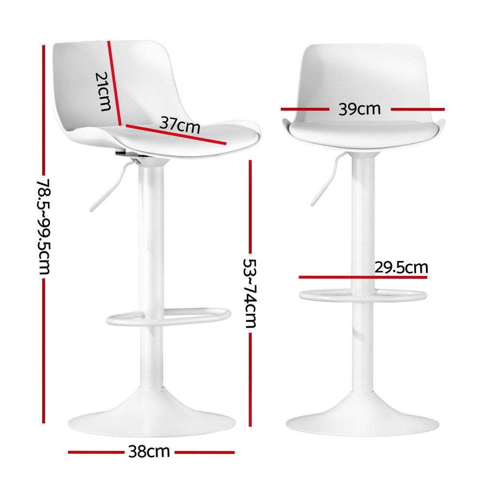 Callan Gas Lift Swivel Bar Stools – White – Set of 2