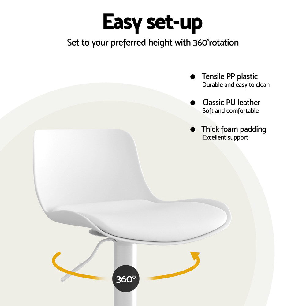 Callan Gas Lift Swivel Bar Stools – White – Set of 2