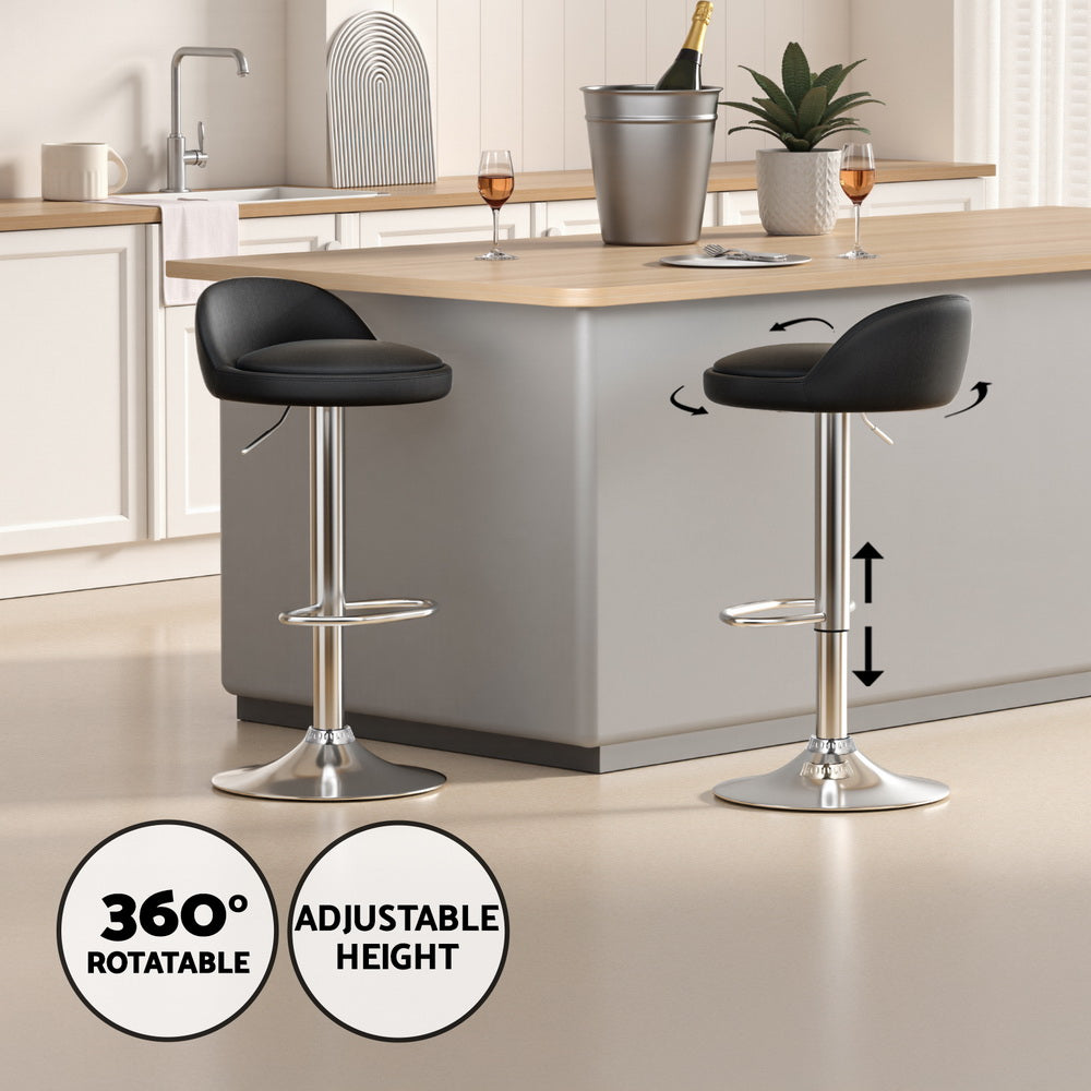 Meridian Bar Table & Stool Set – Black & Silver – Set of 3