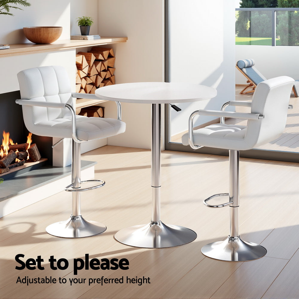 Meridian Bar Table & Stool Set – White – Set of 3