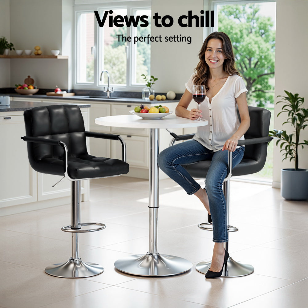 Meridian Bar Table & Stool Set – White & Black – Set of 3