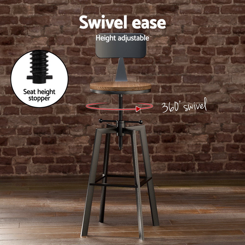 Alderon Industrial Bar Table & Stool Set – Brown – Set of 3