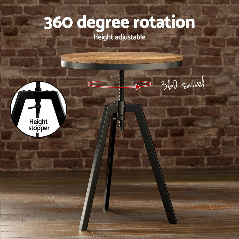 Serano Industrial Bar Table and Stool Set – Brown & Black – Set of 2