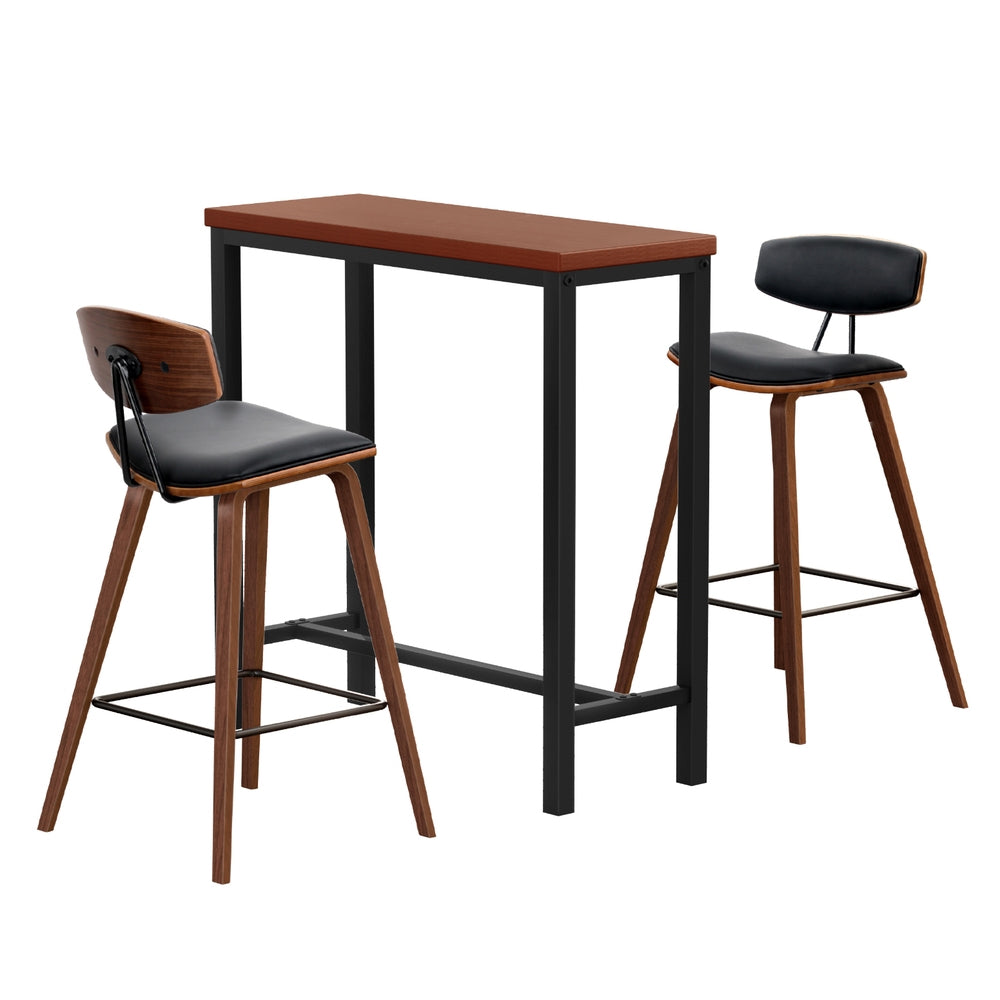 Meridian Bar Table & Stool Set – Walnut – Set of 3