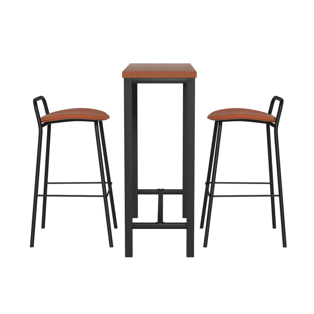 Meridian Bar Table & Stool Set – Brown – Set of 3
