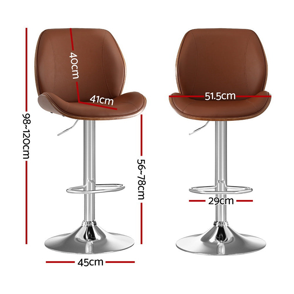 Linden Bentwood Bar Stools – Brown / Wood – Set of 2