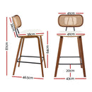 2 x Rattan Counter Bar Stools – PU Leather Padding