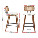 4 x Rattan Counter Bar Stools – PU Leather Padding