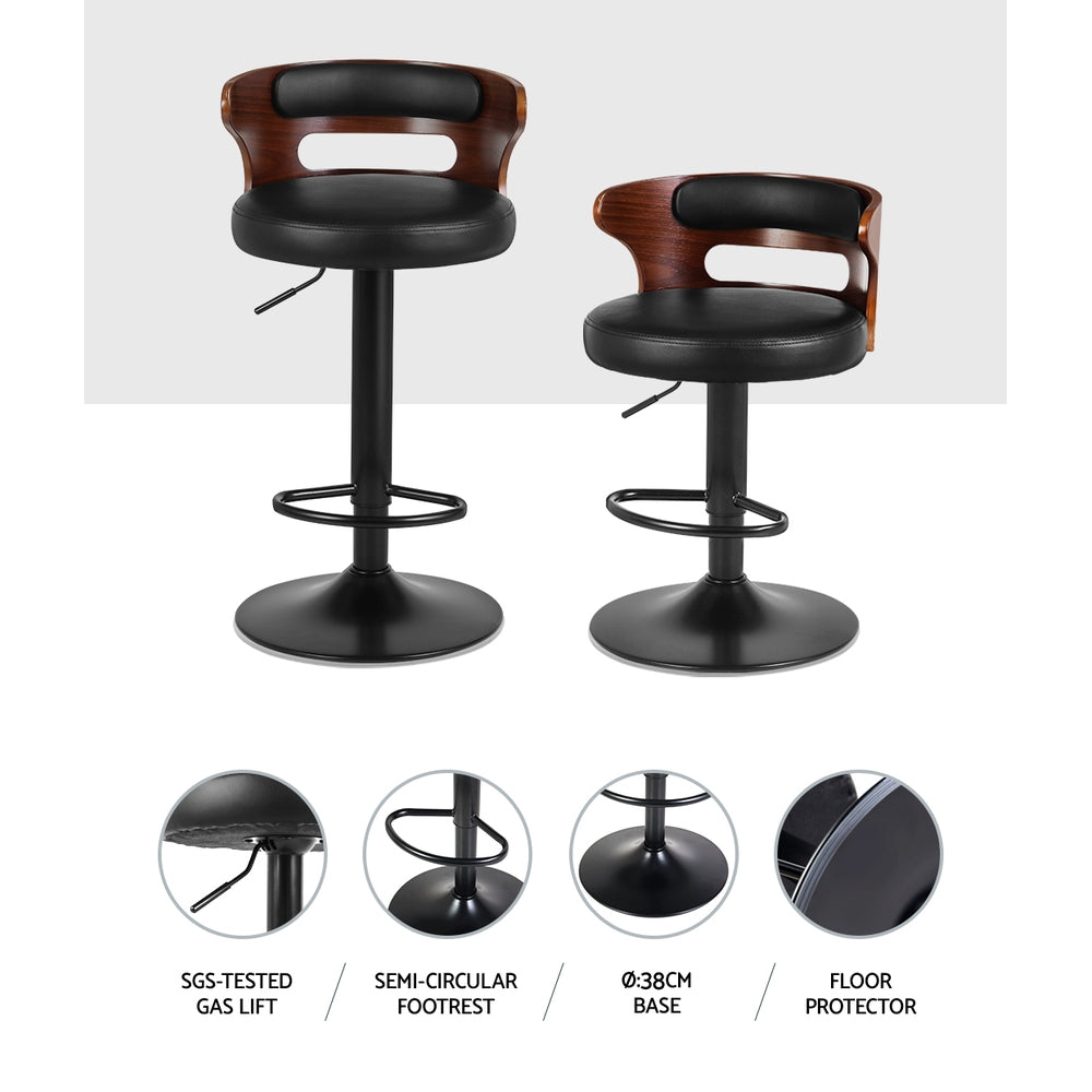Fiora Gas Lift Leather Bar Stools – Black – Set of 2