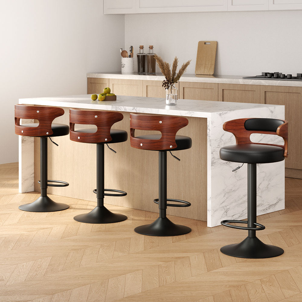 Nova 4x Bar Stools Gas Lift Faux Leather