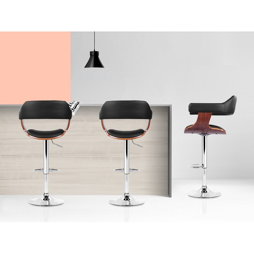 Halston Wooden Swivel Bar Stool – Black & Wood – Single