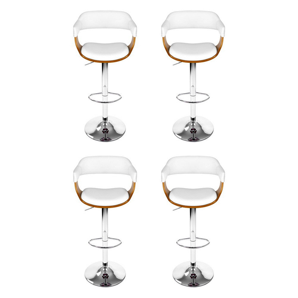 Nova Gas Lift Bar Stools with Armrest – White – Set of 4
