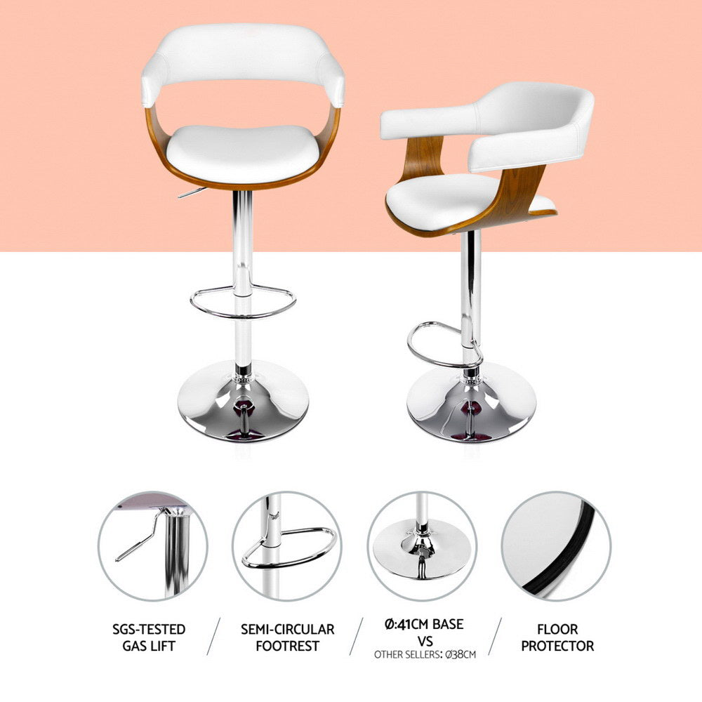 Nova Gas Lift Bar Stools with Armrest – White – Set of 4